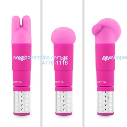 Vibrador estimulador con 3 accesorios intercambiables